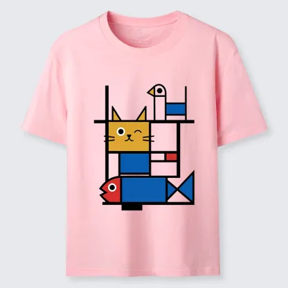 Tokyo-Tiger Retro Geometric Kitty Classic T-Shirt