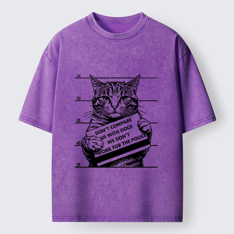 Tokyo-Tiger Funny Cat Vs Dog Joke Washed T-Shirt