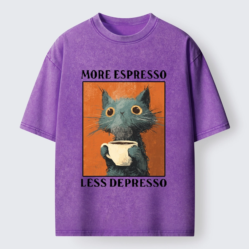 Tokyo‑Tiger Coffee Mood Cat Washed T‑Shirt