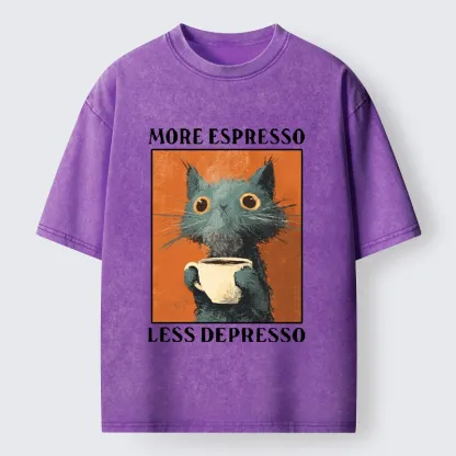 Tokyo‑Tiger Coffee Mood Cat Washed T‑Shirt