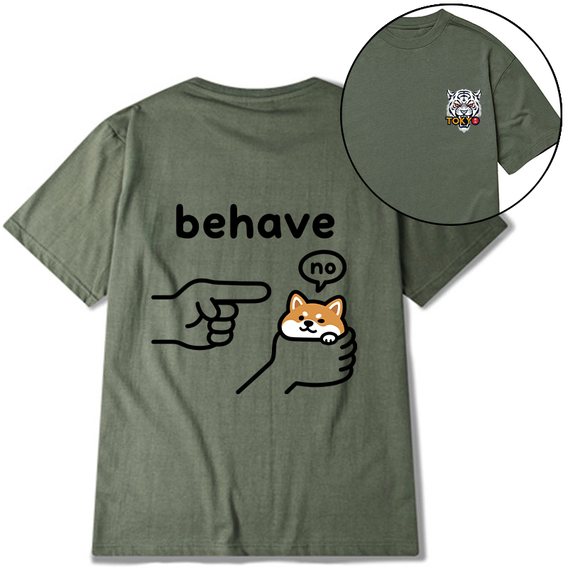 Tokyo-Tiger Funny Shiba Refusing To Behave Front Back Classic T-Shirt