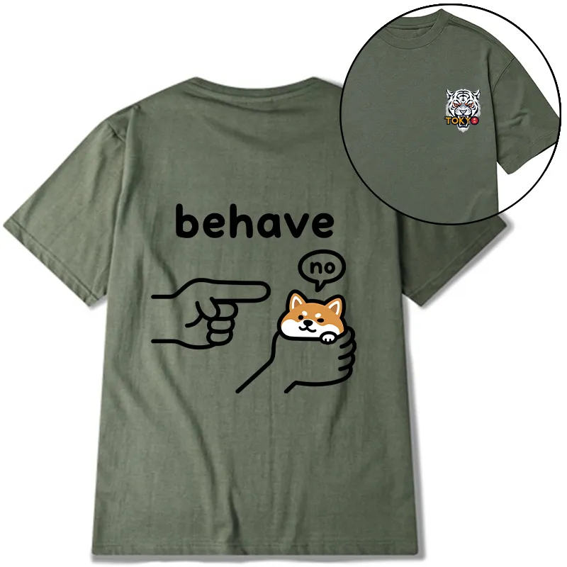 Tokyo-Tiger Funny Shiba Refusing To Behave Front Back Classic T-Shirt Sale