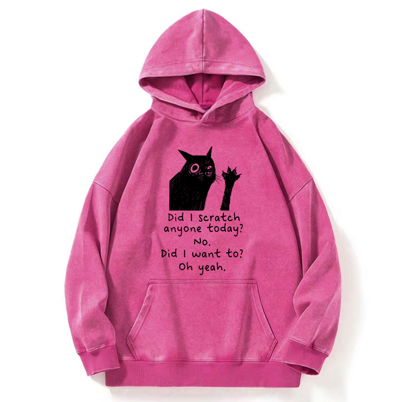 Tokyo-Tiger Black Cat Scratches People Washed Hoodie