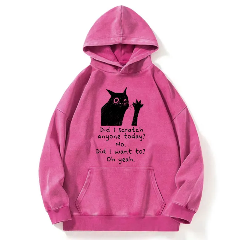 Tokyo-Tiger Black Cat Scratches People Washed Hoodie