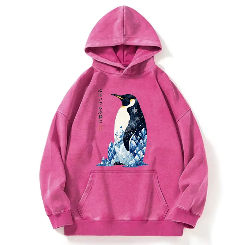 Tokyo-Tiger Keep Calm Penguin Washed Hoodie