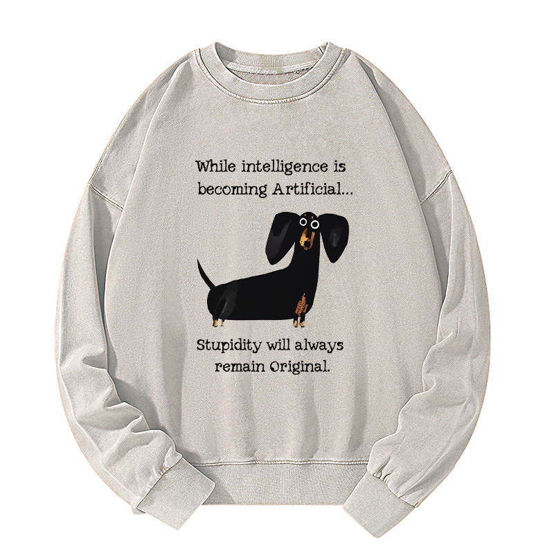Tokyo-Tiger Dachshund Real Humor Funny Meme Washed Sweatshirt