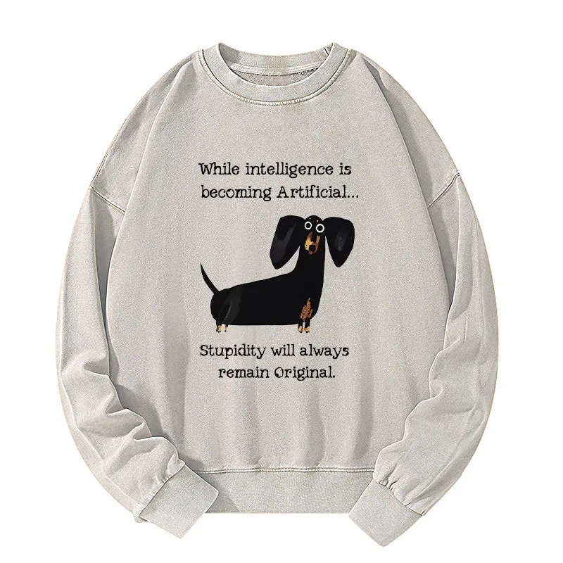 Tokyo-Tiger Dachshund Real Humor Funny Meme Washed Sweatshirt