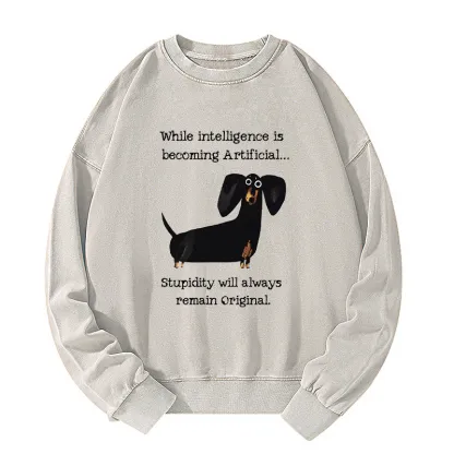 Tokyo-Tiger Dachshund Real Humor Funny Meme Washed Sweatshirt