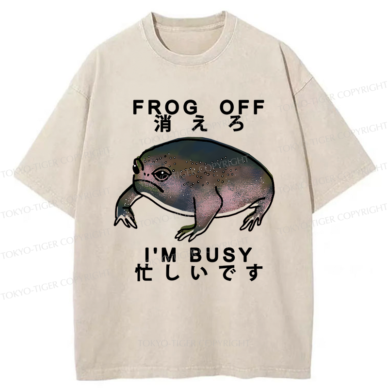 Tokyo-Tiger Frog Off  I'm Busy Washed T-Shirt