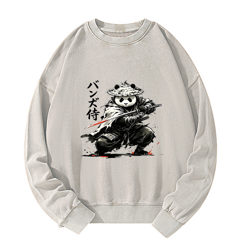 Tokyo-Tiger Panda Samurai Warrior Washed Sweatshirt