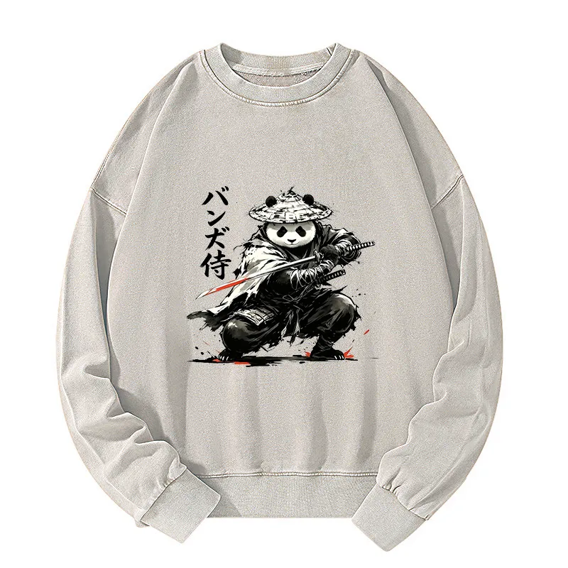 Tokyo-Tiger Panda Samurai Warrior Washed Sweatshirt