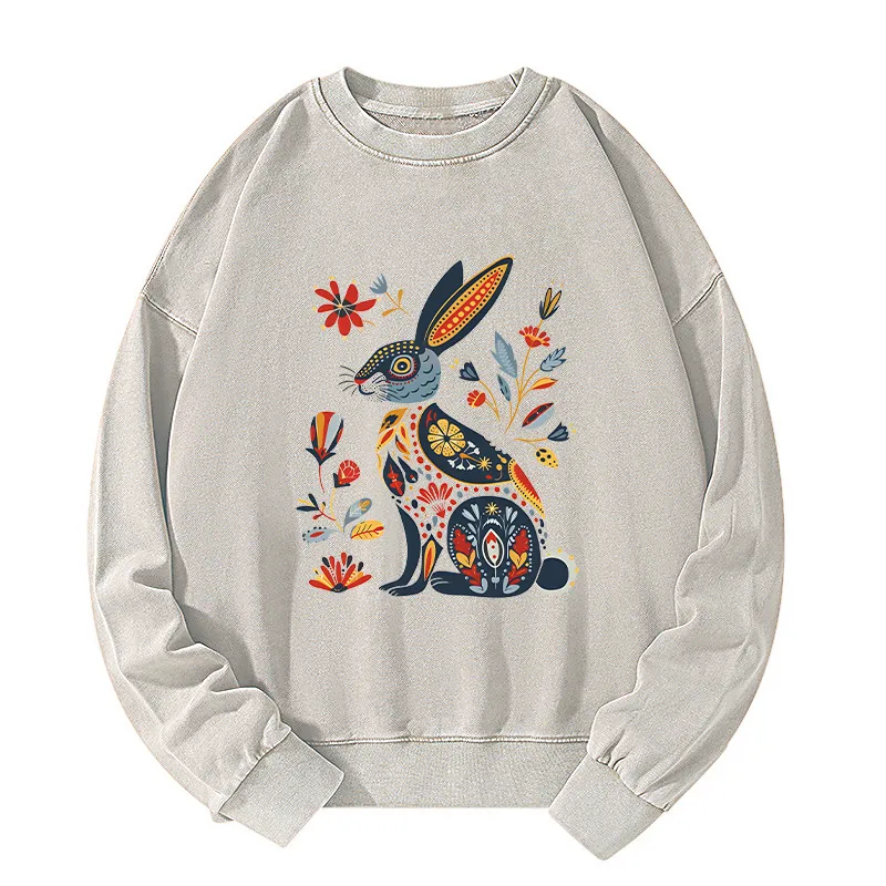 Tokyo-Tiger Folk Hare Bloom Washed Sweatshirt Sale