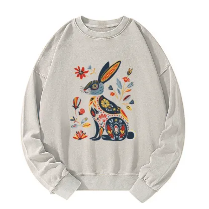 Tokyo-Tiger Folk Hare Bloom Washed Sweatshirt