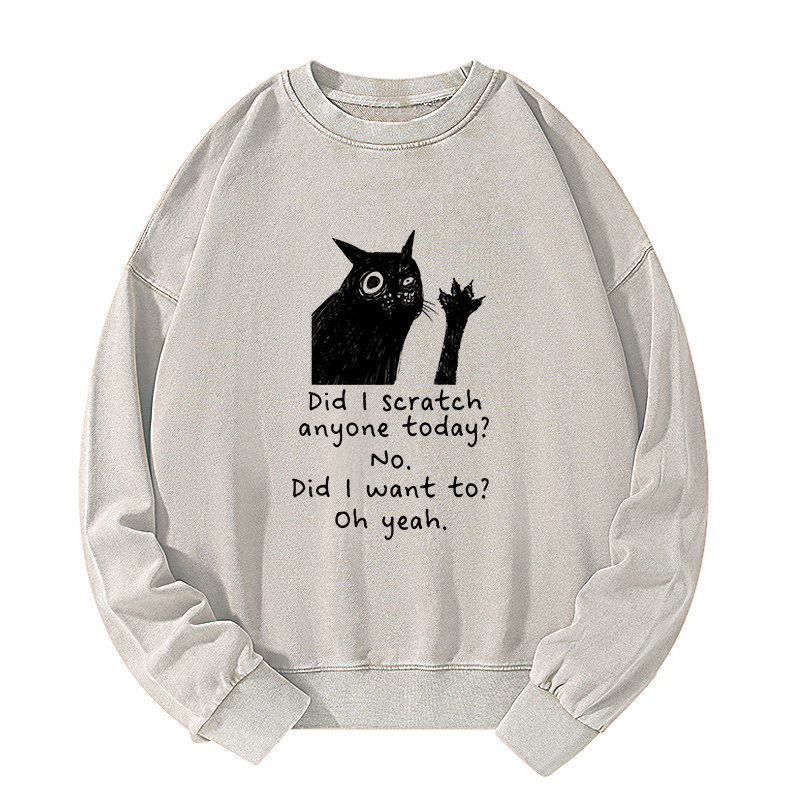 Tokyo-Tiger Black Cat Scratches People Washed Sweatshirt