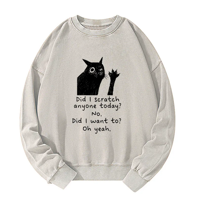 Tokyo-Tiger Black Cat Scratches People Washed Sweatshirt Sale
