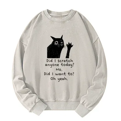 Tokyo-Tiger Black Cat Scratches People Washed Sweatshirt