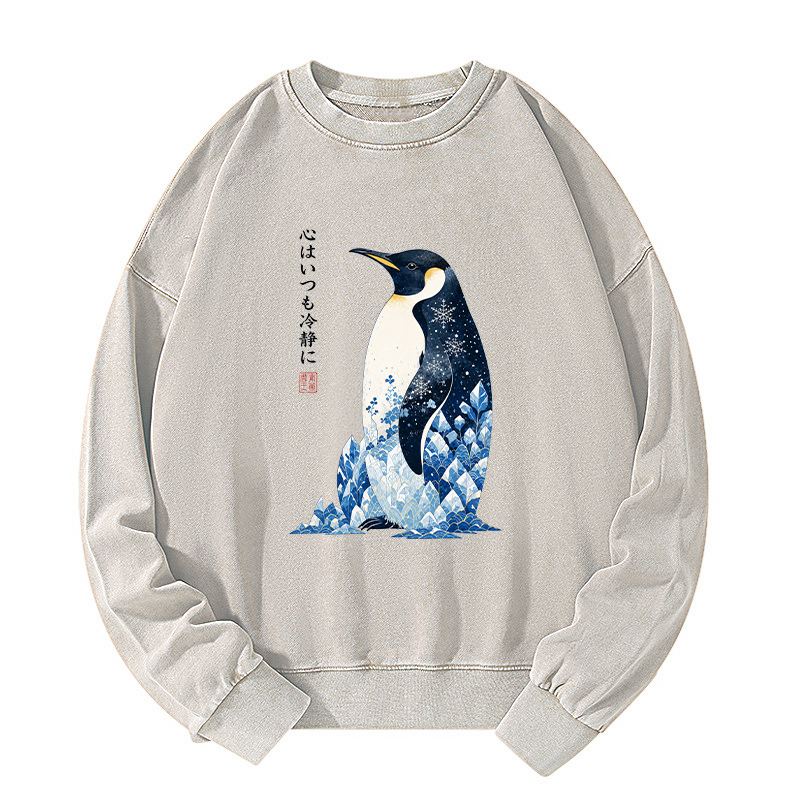 Tokyo-Tiger Keep Calm Penguin Washed Sweatshirt