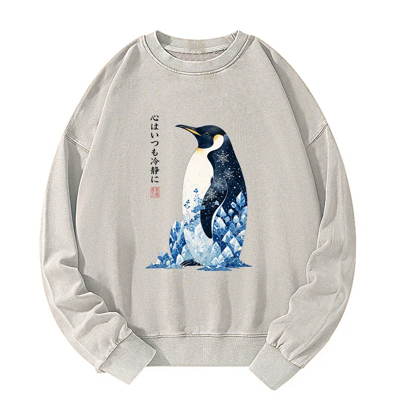 Tokyo-Tiger Keep Calm Penguin Washed Sweatshirt Sale