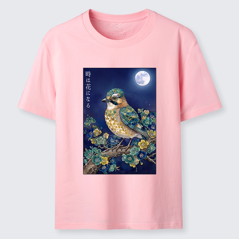 Tokyo-Tiger Moon Bird Floral Retro Art Classic T-Shirt