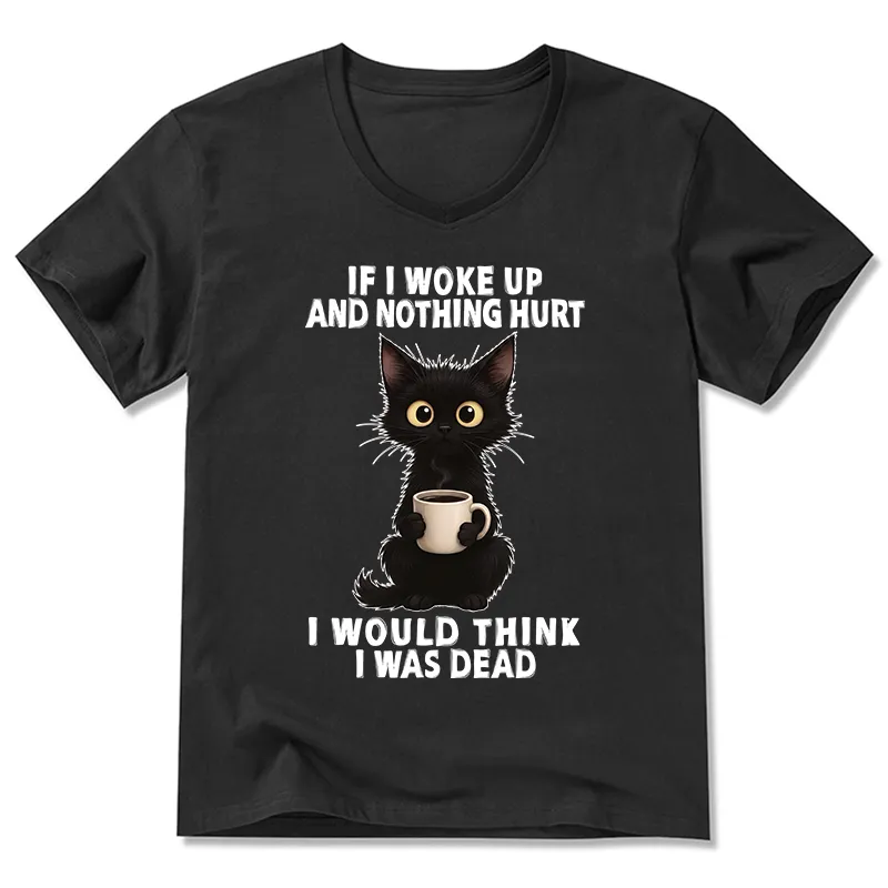 Tokyo-Tiger Funny Cute Black Cat And Coffee Meme V-Neck Classic T-Shirt