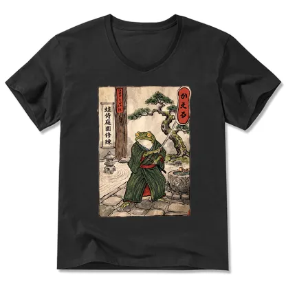 Tokyo-Tiger Samurai Frog Training V-Neck Classic T-Shirt