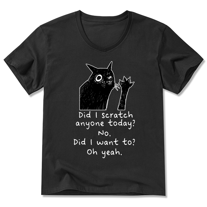 Tokyo-Tiger Black Cat Scratches People V-Neck Classic T-Shirt