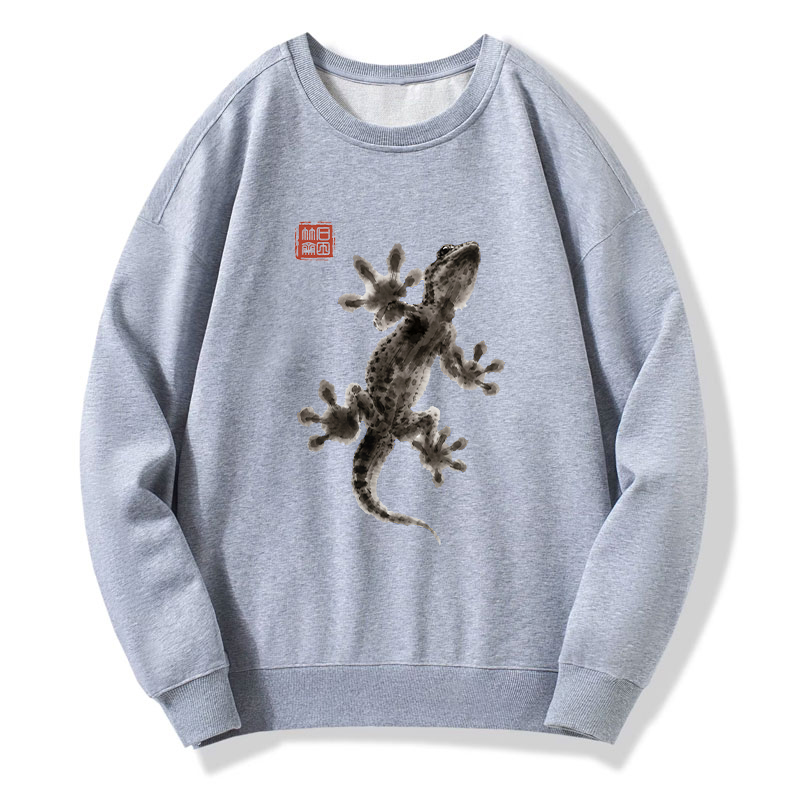 Tokyo-Tiger Minimal Asian Ink Brush Gecko Vibe Classic Sweatshirt