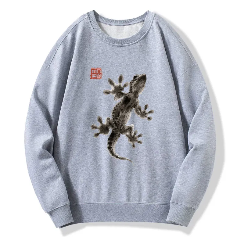 Tokyo-Tiger Minimal Asian Ink Brush Gecko Vibe Classic Sweatshirt