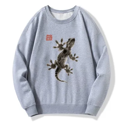Tokyo-Tiger Minimal Asian Ink Brush Gecko Vibe Classic Sweatshirt