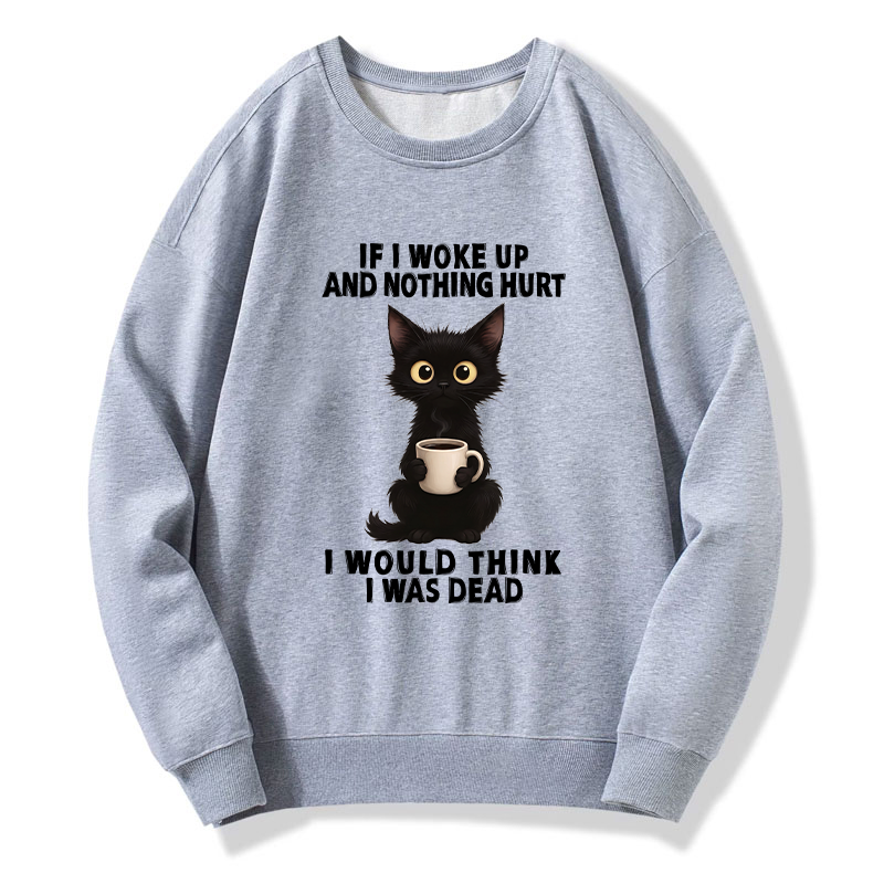 Tokyo-Tiger Funny Cute Black Cat And Coffee Meme Classic Sweatshirt