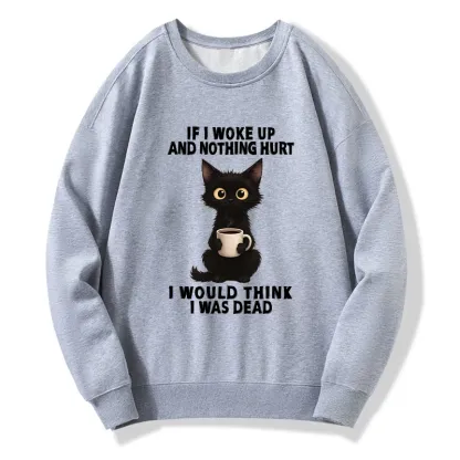 Tokyo-Tiger Funny Cute Black Cat And Coffee Meme Classic Sweatshirt