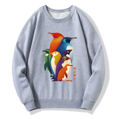 Tokyo-Tiger Cute Multi Tone Penguins Classic Sweatshirt