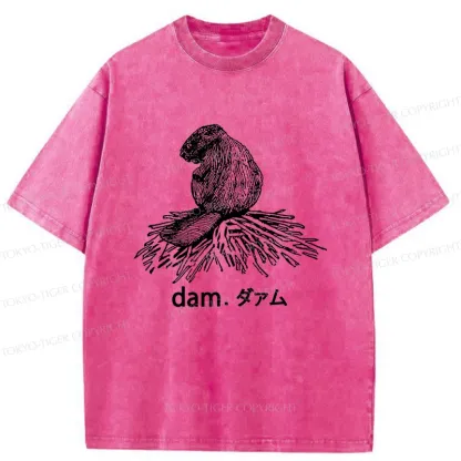 Tokyo-Tiger Otter Builds Dam Washed T-Shirt