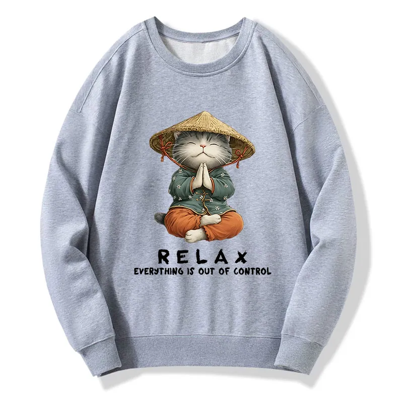 Tokyo-Tiger Zen Relax Cat Graphic Classic Sweatshirt