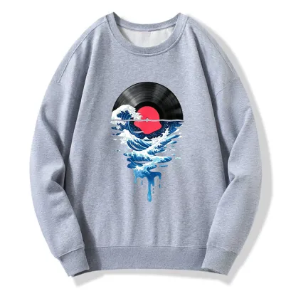 Tokyo-Tiger Vinyl Records And Waves Classic Sweatshirt