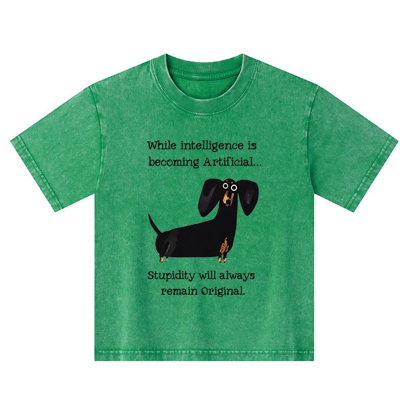 Tokyo-Tiger Dachshund Real Humor Funny Meme Kids Washed T-Shirt