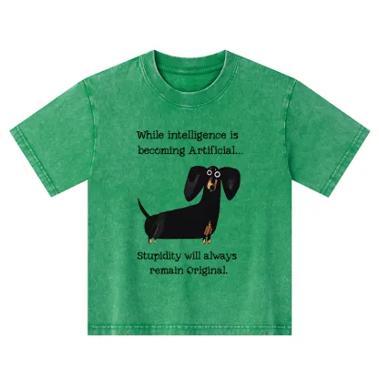 Tokyo-Tiger Dachshund Real Humor Funny Meme Kids Washed T-Shirt