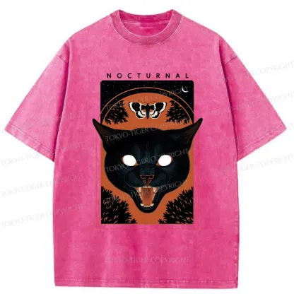 Tokyo-Tiger Scary Black Cat Washed T-Shirt