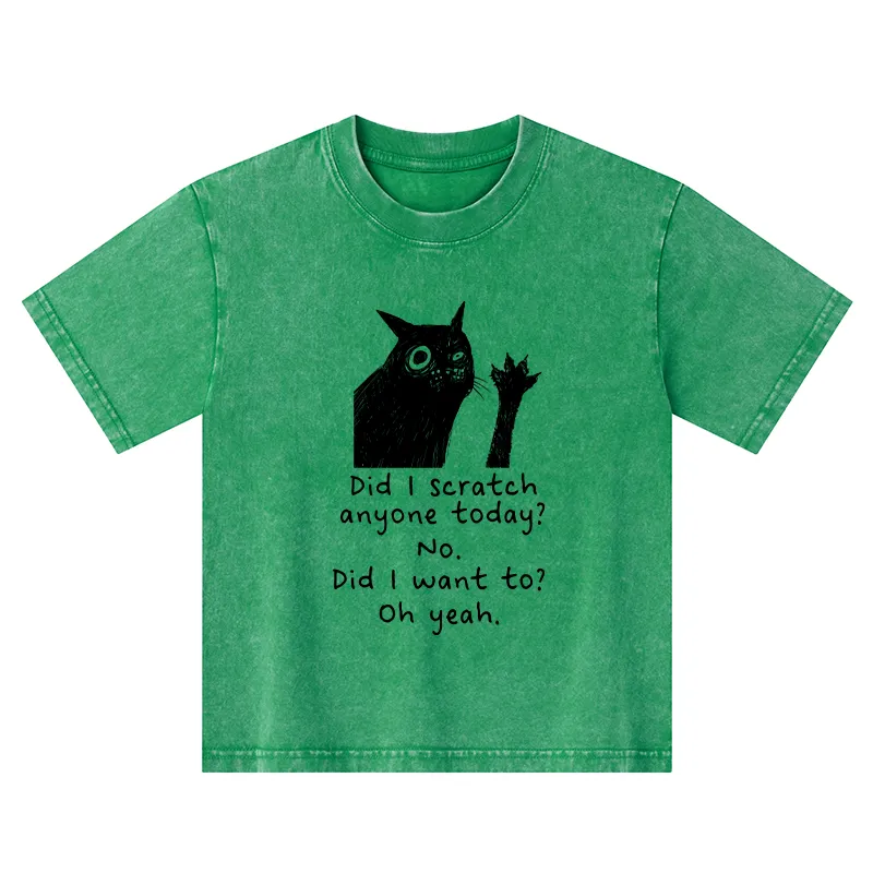 Tokyo-Tiger Black Cat Scratches People Kids Washed T-Shirt