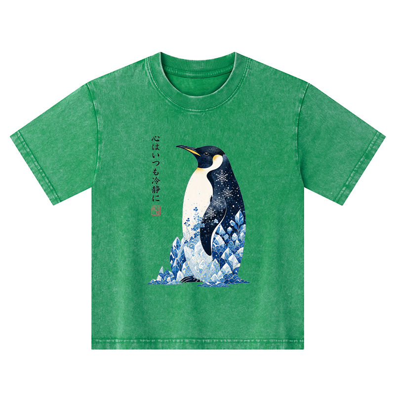 Tokyo-Tiger Keep Calm Penguin Kids Washed T-Shirt