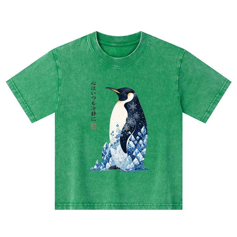 Tokyo-Tiger Keep Calm Penguin Kids Washed T-Shirt