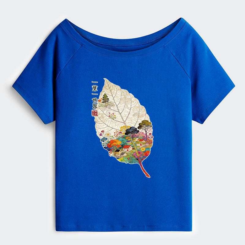 Tokyo-Tiger One Leaf Holds A Tiny Colorful World Off Shoulder T-Shirt