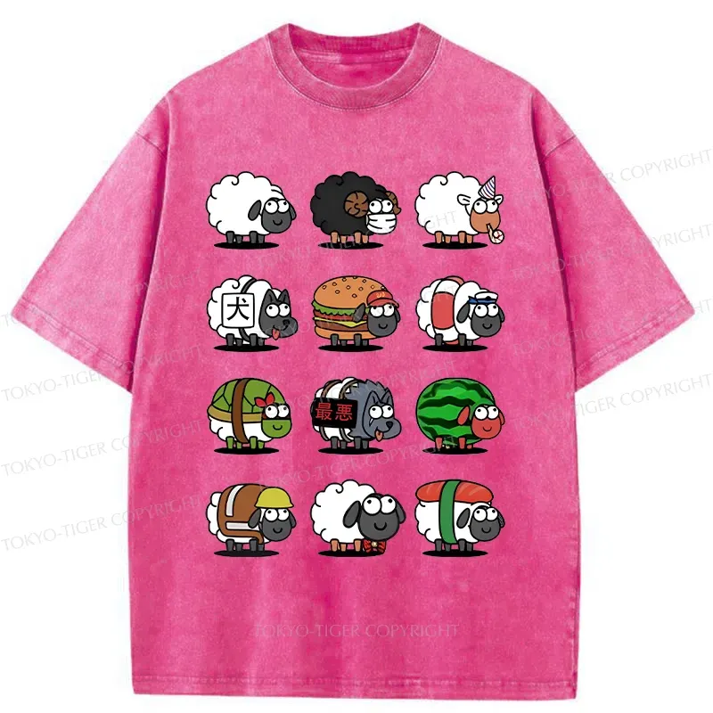 Tokyo-Tiger Various Kinds Of Sheep Washed T-Shirt