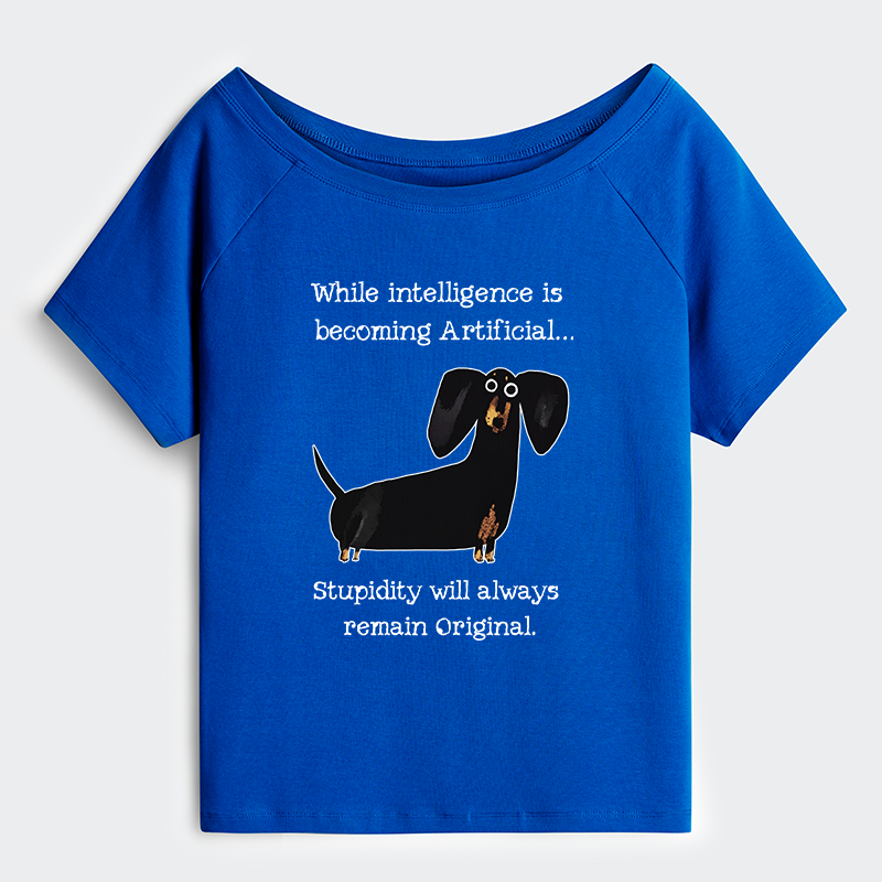 Tokyo-Tiger Dachshund Real Humor Funny Meme Off Shoulder T-Shirt