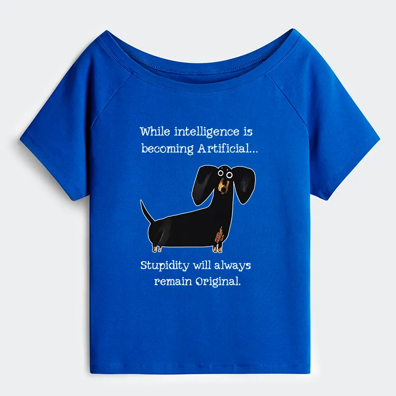 Tokyo-Tiger Dachshund Real Humor Funny Meme Off Shoulder T-Shirt