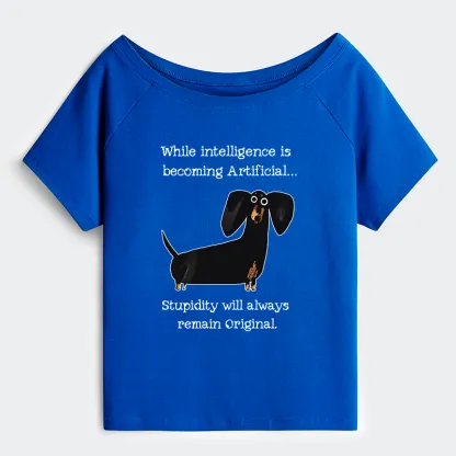 Tokyo-Tiger Dachshund Real Humor Funny Meme Off Shoulder T-Shirt