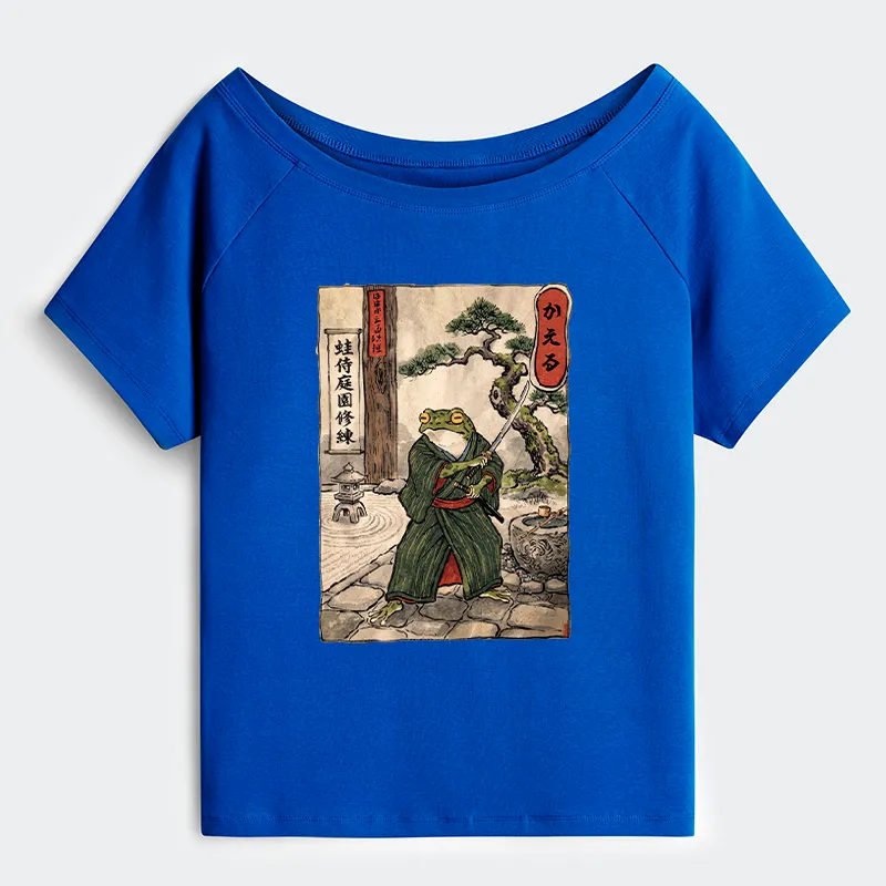 Tokyo-Tiger Samurai Frog Training Off Shoulder T-Shirt