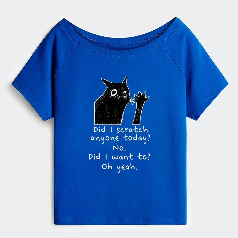 Tokyo-Tiger Black Cat Scratches People Off Shoulder T-Shirt
