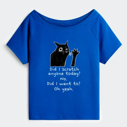 Tokyo-Tiger Black Cat Scratches People Off Shoulder T-Shirt
