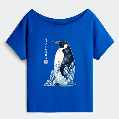 Tokyo-Tiger Keep Calm Penguin Off Shoulder T-Shirt